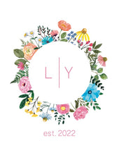 Load image into Gallery viewer, {Floral Circle} Couple Initials & Wedding Year Art