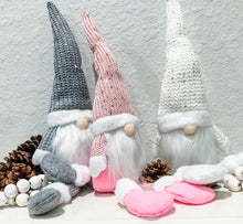 Load image into Gallery viewer, {Set of THREE} Soft Body "Sparkle Knit" Gnomes + FREE Fairy Lights!