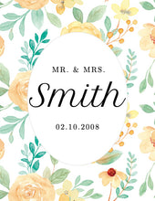 Load image into Gallery viewer, {Floral Background} Wedding Date & Name Art