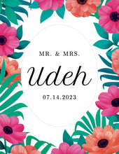 Load image into Gallery viewer, {Floral Background} Wedding Date & Name Art
