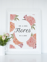 Load image into Gallery viewer, {Floral Background} Wedding Date & Name Art