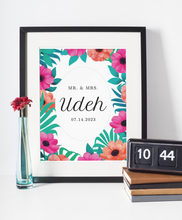Load image into Gallery viewer, {Floral Background} Wedding Date & Name Art