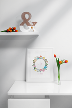 Load image into Gallery viewer, {Floral Circle} Couple Initials & Wedding Year Art