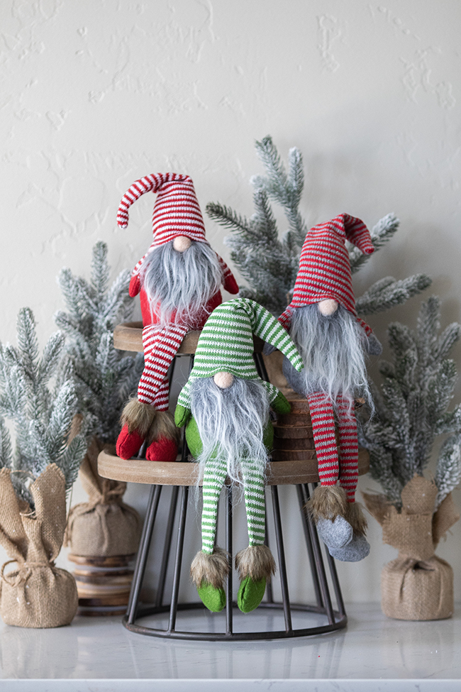 Candy Stripe Christmas Gnomes {Set of 3} + Free Fairy Lights!